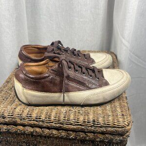 Bussola Nova Style Leather Lace-Up Sneakers in Rome Taupe - Size 37/6.5-7